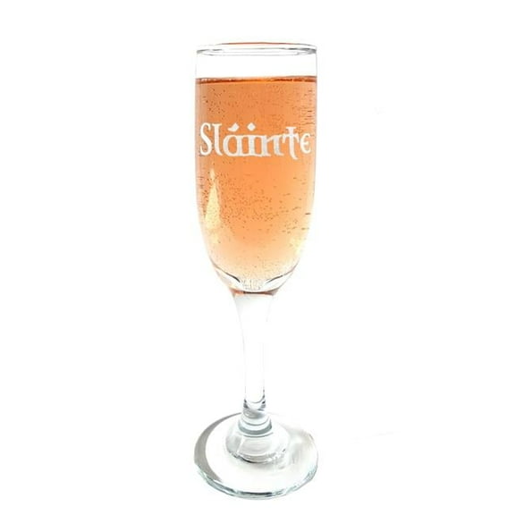 6 oz Slainte Engraved Champagne Flute Glass