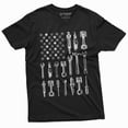 thumbnail image 3 of Men'S Mechanic Usa Flag T-Shirt Tools Patriotic Flag Tshirt Garage Car Enthusiast Tee (Small Military Green), 3 of 6