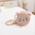 thumbnail image 4 of REDARER Toddler Girls' Cat Ear Straw Hat & Bag Set Foldable Sun Hat with Wavy Brim Summer Beach Accessories,One Size, 4 of 5