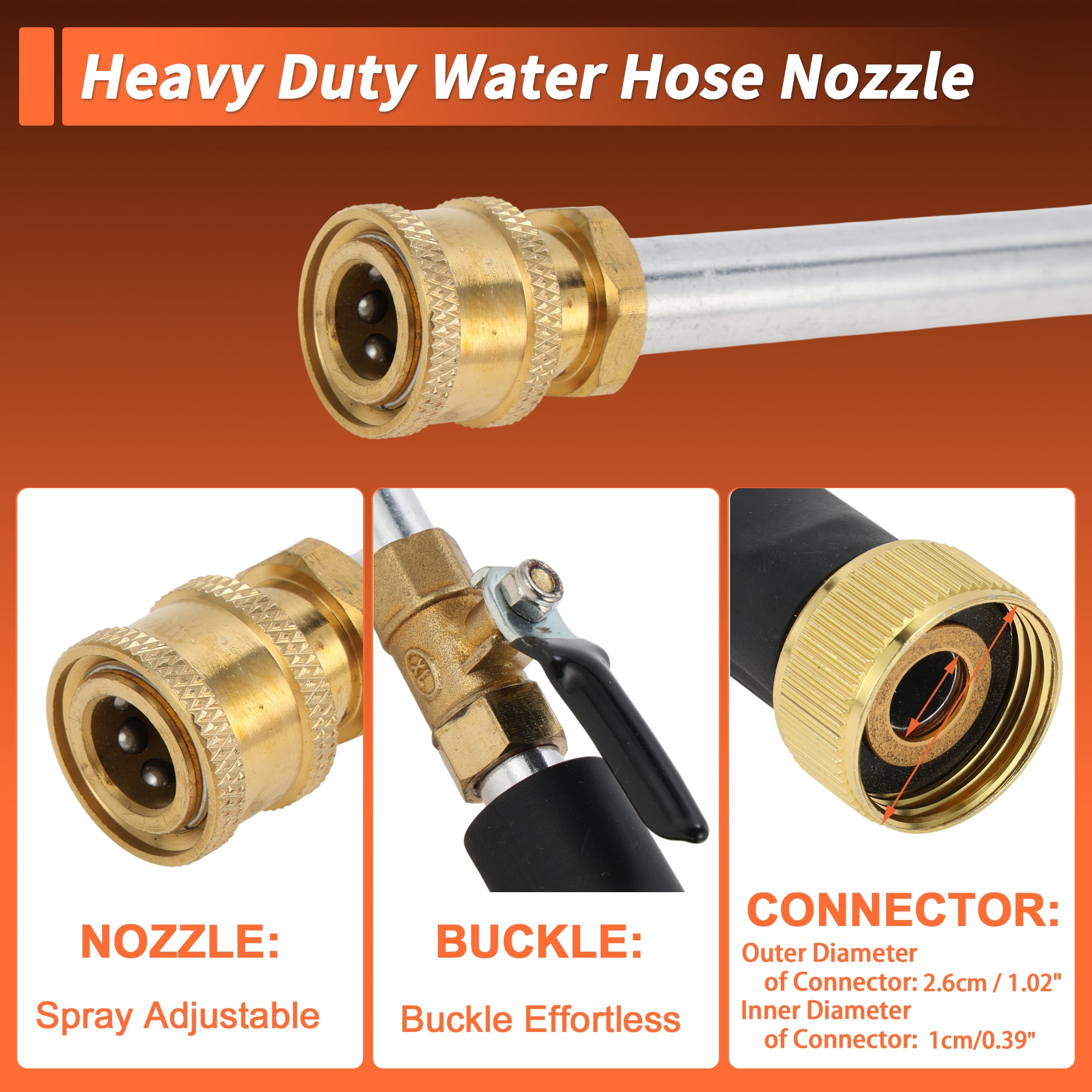 Unique Bargains Heavy Duty Water Hose Nozzle High Pressure Car Garden Hose Nozzle Adjustable Hand Sprayer for Gardening Vehicle Outdoor Washer Black 1 Pc