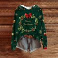 thumbnail image 3 of Women's Knit Sweater Pullover Hooded Sweatshirt with Christmas Print, Cute and Comfortable, Perfect for Fall and Winter Casual Wear and Holiday Festivities,Dark Green,S, 3 of 5