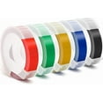 thumbnail image 1 of WWS-Embossing Label Tape Compatible with Dymo Label Maker,3/8 Inch 3D Plastic Labels Replacement for Dymo Organizer Xpress 12965 DYM 12966 Office Mate II (White on Black/Red/Blue/Yellow/Green), 1 of 4