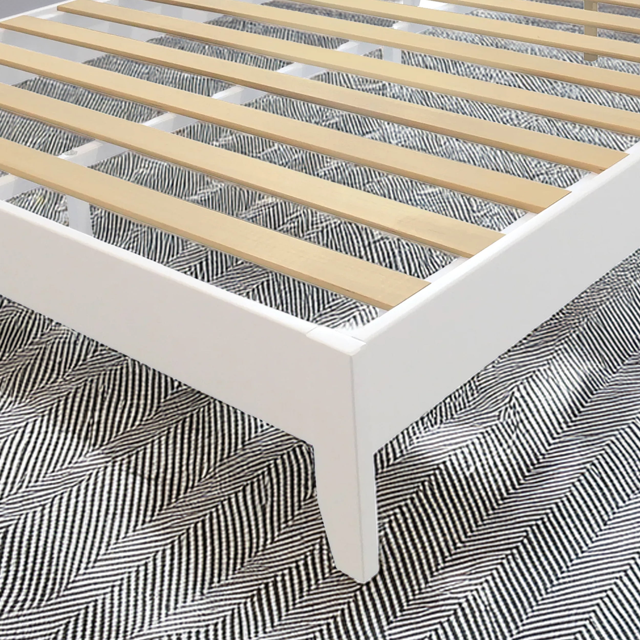 TMS Match Full Size Transitional Platform Bed, Solid Pine Wood, White Finish