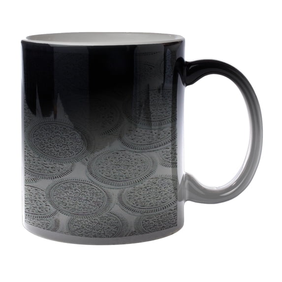 KuzmarK Black Heat Morph Color Changing Coffee Cup Mug 11 Ounce - White Chocolate Cookies