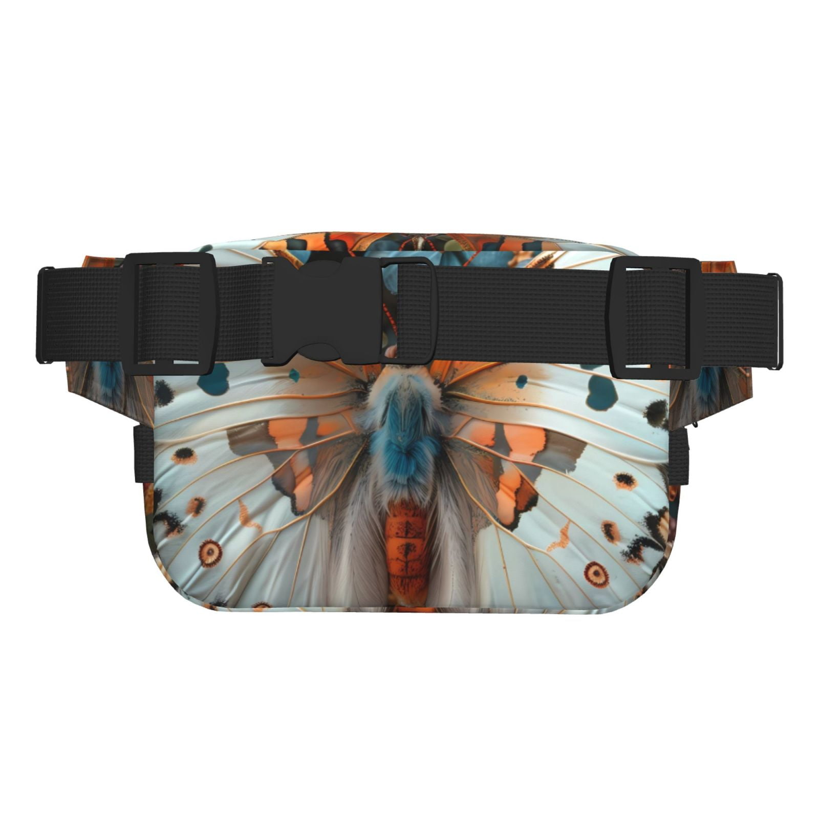 Picia Butterfly and Bloom Beauty Print Square Double-Layer Waist Bag Mini Adjustable Waist Belt Bag Exercise Running Travel Hiking