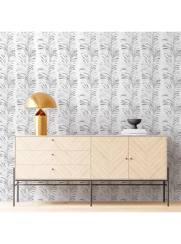 Caltero Peel and Stick Wallpaper Grey White Striped Wallpaper Self Adhesive Removable Contact Paper,17.32 in x 39.37 ft