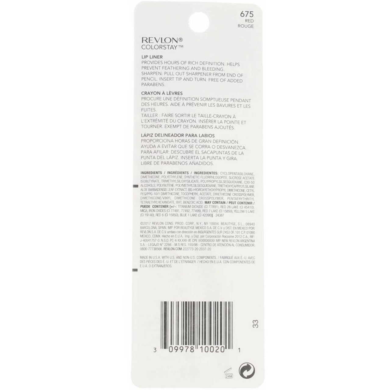 Revlon ColorStay Lip Liner with SoftFlex, Red [675] 1 ea (Pack of 2)