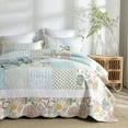 thumbnail image 2 of WannaToo Cotton Bedspread Quilt Set for All Season, Light Green Patchwork, Queen, 2 of 6
