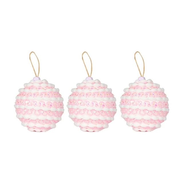 3 Piezas de Adornos de Bolas de Navidad Soledad 8 cm Rosa