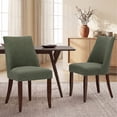 thumbnail image 4 of AFO Upholstered Dining Chair with Solid Wood Legs & Padded Seat, Wood Mid Century Side Chair for Kitchen Desk, Dining Room and Restaurant, Set of 6, Green, 4 of 10