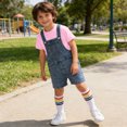 thumbnail image 5 of Cethrio Boys Cotton Outfit Sets, 3 Piece Short Sleeve Summer T-shirts Overalls and Socks Set Pink Size 6, 5 of 5