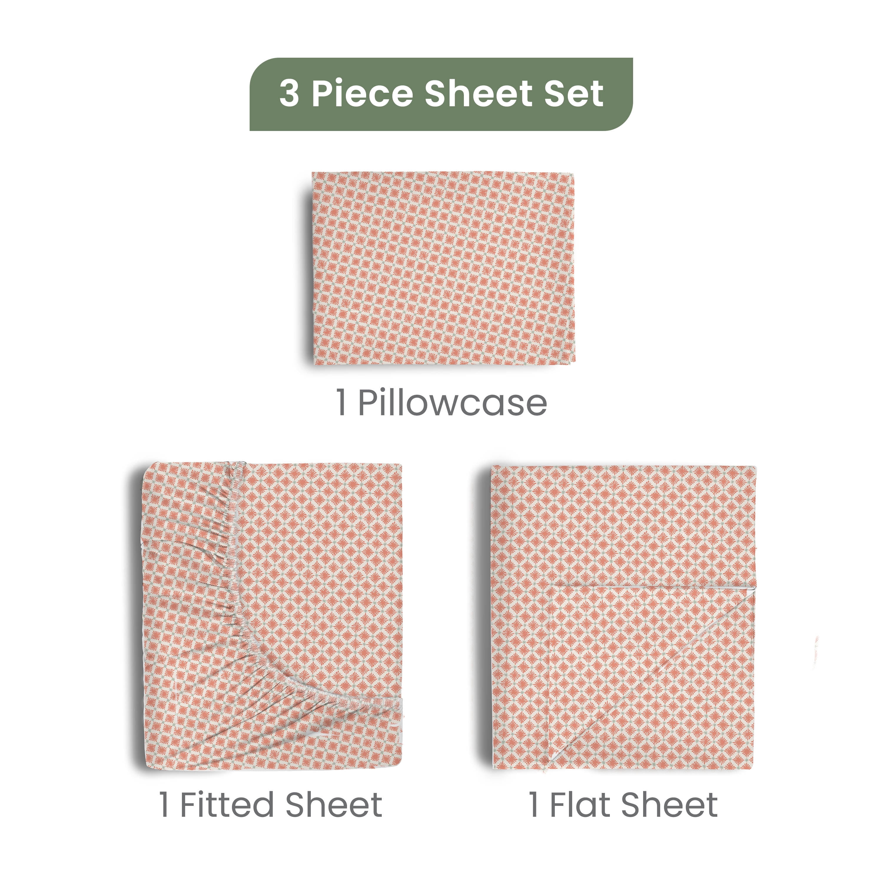 EcoPure 3-Piece Twin Sheet Set | 100% Organic Cotton | Comfort Washed | Deep Pocket | Orange