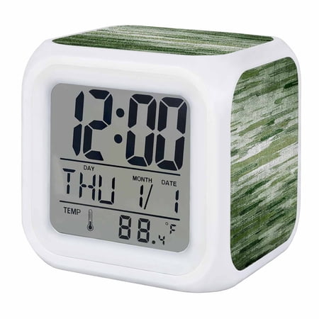 Vintage Green Digital Alarm Clock for Bedrooms, Smart LED Alarm Clock with 7 Color Changing Night Light, Modern Geometric Abstract Art Silent Wake Up Clocks for Sleep Study Cooking 3.2x3.2