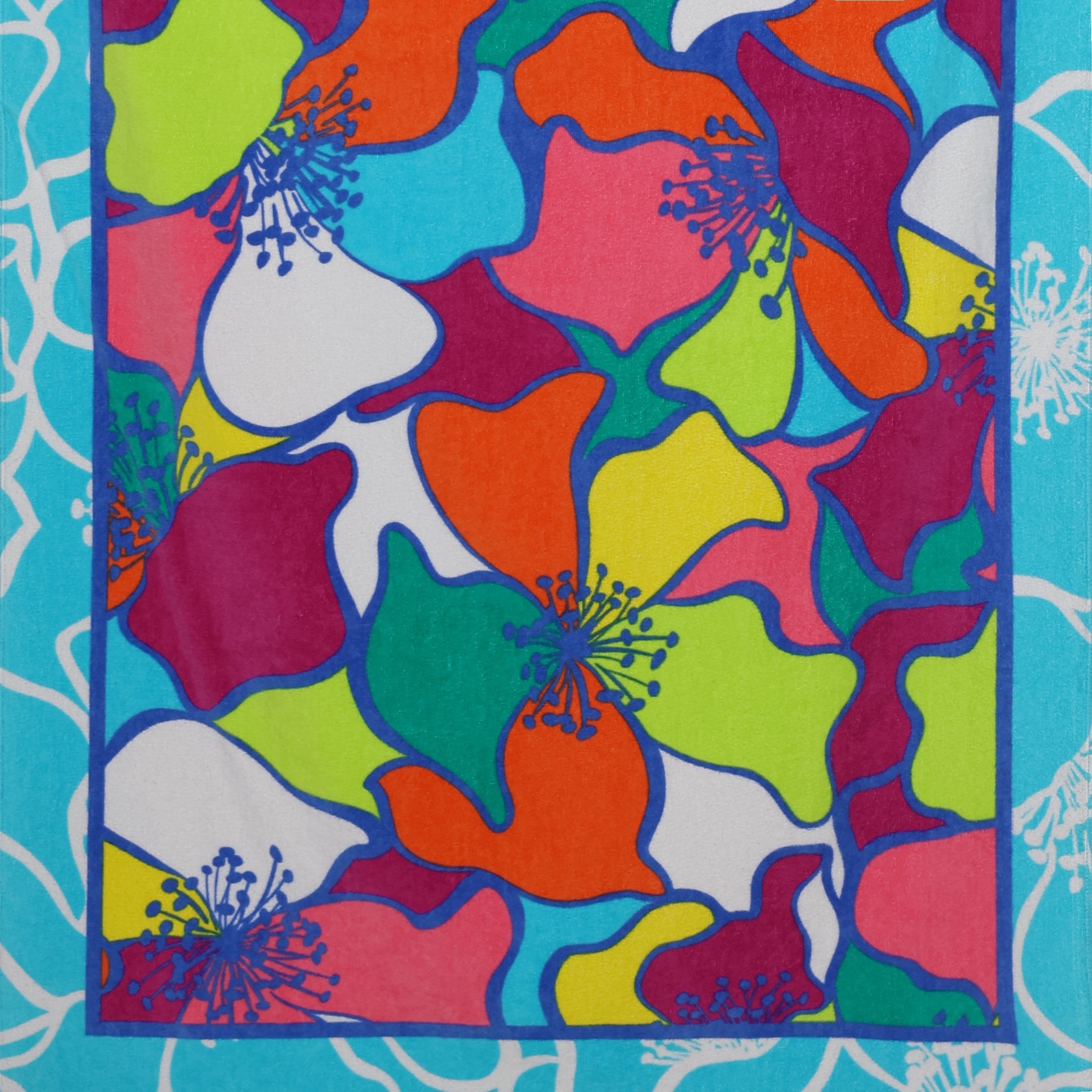 Oversized Soft Cotton Beach Towel with Printed Stained Glass Pattern, 34 x 64 inches
