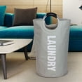 thumbnail image 2 of Bolsa de almacenamiento de ropa de gran capacidad, bolsa de lavandería de tela Oxford de doble capa, cesta para ropa sucia con asa redonda de aluminio, 2 of 6