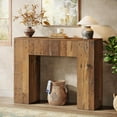 thumbnail image 7 of Finmind 39" Wood Console Table with Drawer, Narrow Farmhouse Sofa Table for Living Room, Brown, 7 of 7