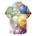 thumbnail image 3 of VBTAPA Mens Spring Shirts Happy Easter Day Rabbit Eggs Print Button Down Shirt Short Sleeve Hawaiian Beach Party Tops Lightning Sales of The Day Multicolor XXXXXL, 3 of 6