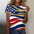 thumbnail image 2 of asdoklhq Fourth Of July Shirts for Women Oversized Tshirts Women's Casual and Fashionable Printed T-shirt with Round Neck and Short Sleeved Yellow S, 2 of 6