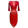 thumbnail image 2 of Rhinestone Latin Dance Dress Mesh Splicing Latin Outfit Women Sequin Tassel Ballroom Tango Salsa Competition Clothing, 2 of 7
