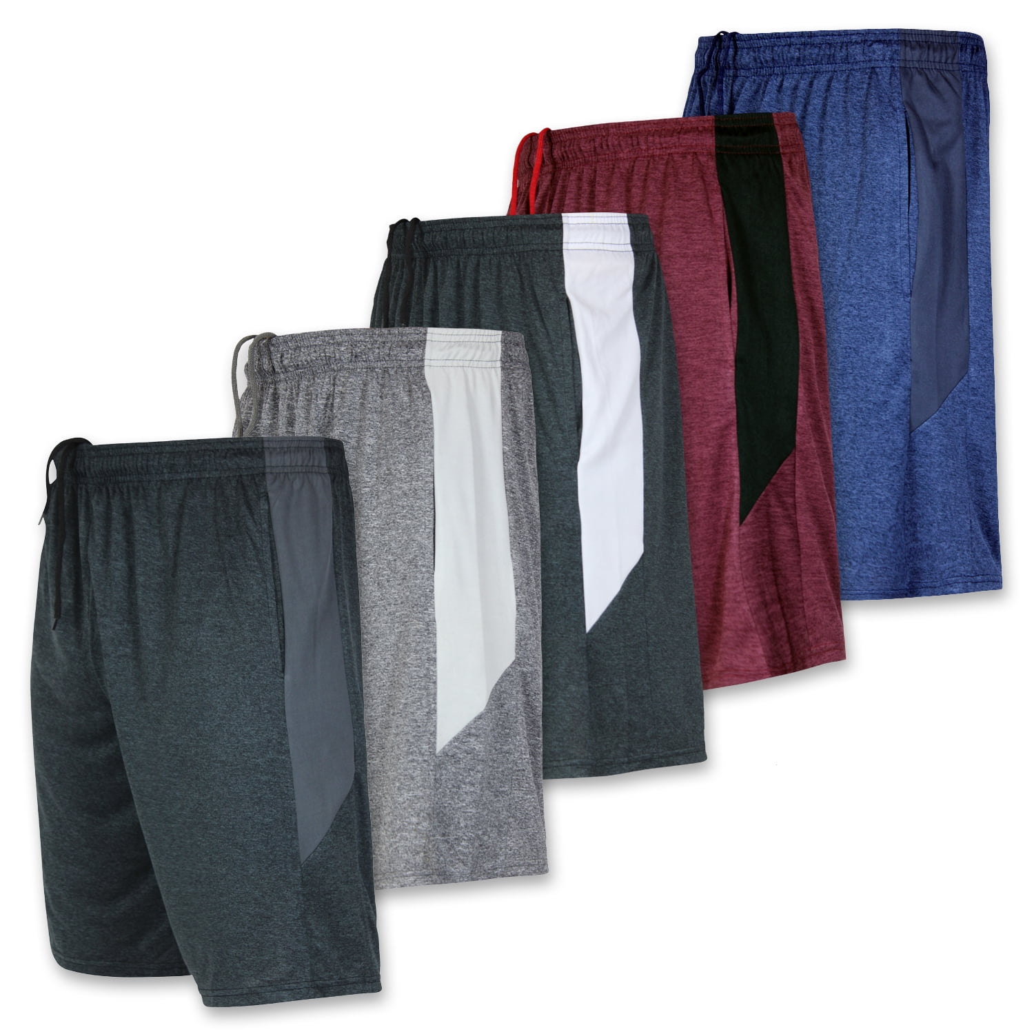 Real Essentials Youth DryFit Athletic 5Pack Gym Shorts with Pockets