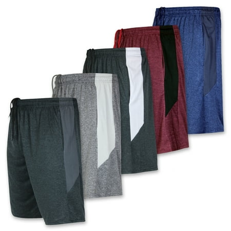 Real Essentials Youth Dry-Fit Athletic 5-Pack Gym Shorts with Pockets, Sizes 5-18
