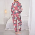 thumbnail image 3 of Pajamas for Women Set - White Rose Flowers Comfy Long Sleeve Button Up Pajama Sets for Women 2 Piece, Soft Sleepwear Nightwear Pjs Lounge Sets for Women with Pockets, 3 of 6