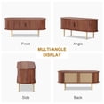 thumbnail image 4 of Mueble de TV moderno para sala de estar – Consola de madera para televisores hasta 80” – Puertas correderas, estantes ajustables y gabinete – Acabado nogal, manija negra Huang Xiuli, 4 of 8