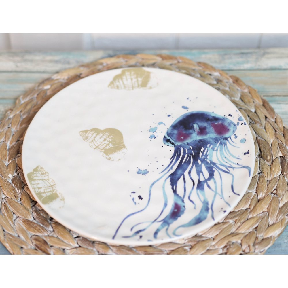 Nautical Marine Ocean Jellyfish Ceramic Salad Dessert Appetizer Plates