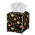 thumbnail image 2 of Renewold Fall Maple Leaves Cube Tissue Box Cover for Bathroom Dresser Countertop Vanity Decor Modern PU Leather Square Holder Foldable Napkin Box,Thanksgiving Day, 2 of 5