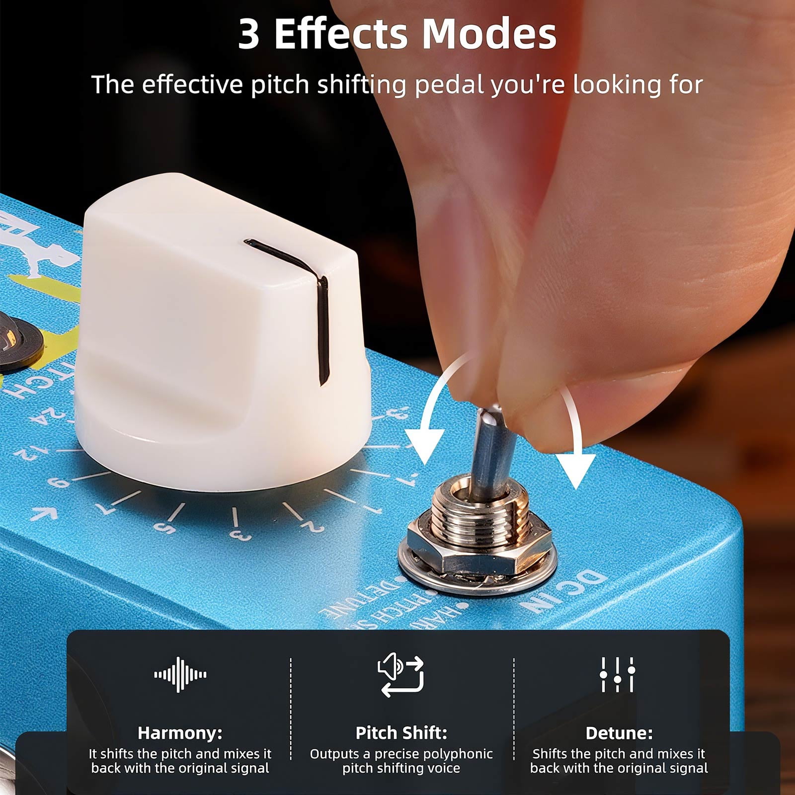 LEKATO Harmonizer Mini Pitch Shifter Pedal Compact Guitar Effects with Harmony Pitch Shift Detune Modes