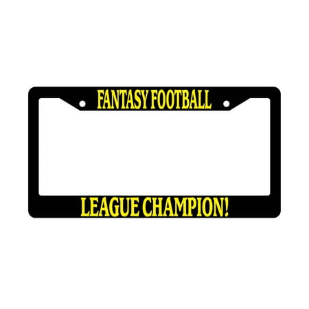 Fantasy Football League Champion Yellow Black Plastic License Plate