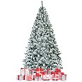 thumbnail image 1 of Patiojoy 7.5' Hinged Artificial Christmas Tree Unlit w/ Metal Stand Premium Snow Flocked, 1 of 10