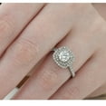thumbnail image 4 of Pompeii 2 1/4 Ct Diamond & Moissanite Cushion Halo Engagement Ring 14k White Gold, 4 of 4