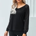 thumbnail image 2 of Tops de mujer, camisas de malla a rayas, camisas casuales con cuello en V, 2 of 7