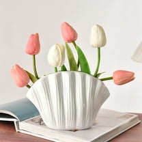 Hydroponic Shells Vase | Imitation Ceramic Plastic Flower Arrangement Vase | Water Storage Container | White Decorative Ornament | 7.48x4.72x3.94 inches