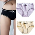 thumbnail image 2 of tegongse Soft Ribbed Cotton Women's Underwear Comfortable Stretch Middle Waist Panties Bows Front Briefs Undergarments Intimates, 2 of 19