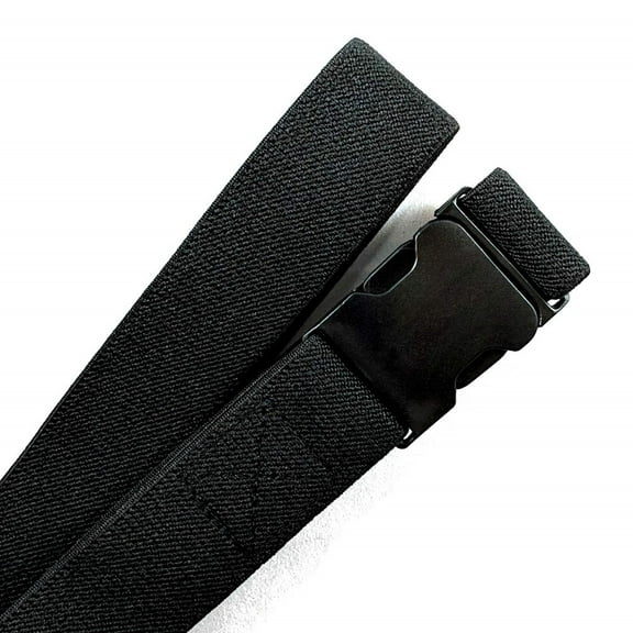 1.25 Inch Elastic Stretch Belt with Side-Release Buckle and Adjustable Strap Length, for Men and Women (Black, Regular)