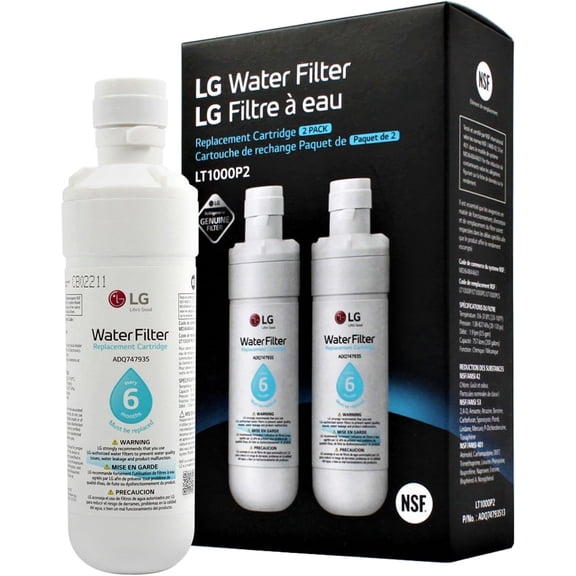 2-Pack LT1000P Refrigerator Water Filter Replacement for LG LT1000P2, ADQ74793502, MDJ64844601 | Premium Fridge Water Filtration System