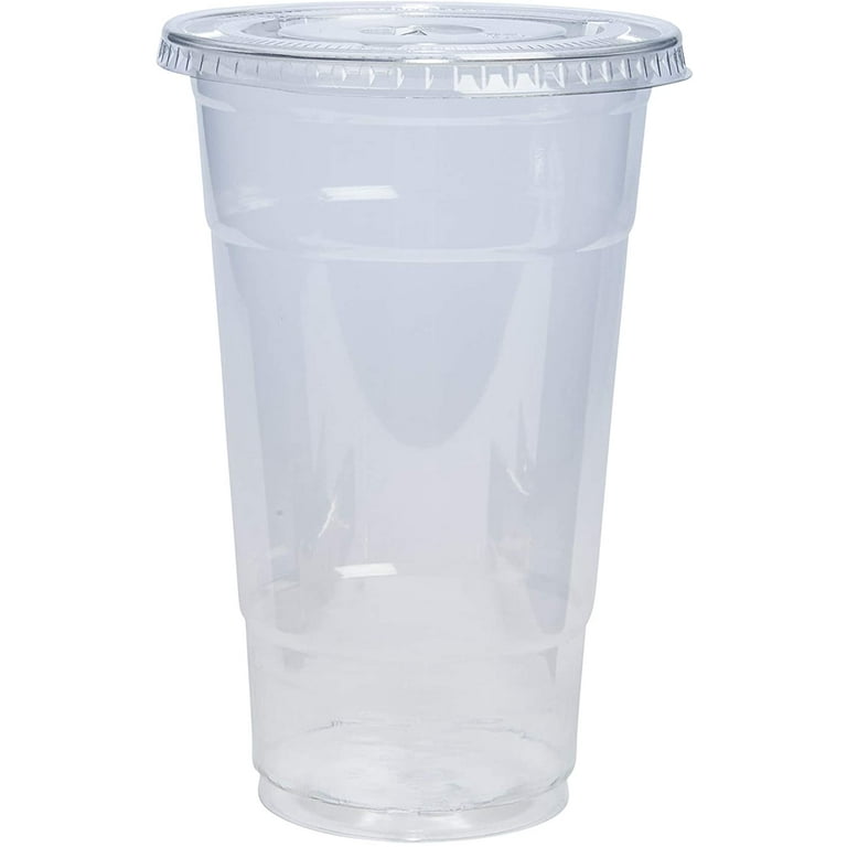 Comfy Package [50 Sets - 24 oz.] Plastic Cups with Flat Lids