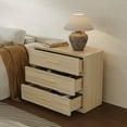 thumbnail image 4 of SICOTAS 31.3" W 3-Drawer Nightstand with Oversized Large Storage , Modern Night Stands Bedside Table with Adjustable Feet & Gold Handles for Bedroom Living Room Entryway, Light Oak, 4 of 7