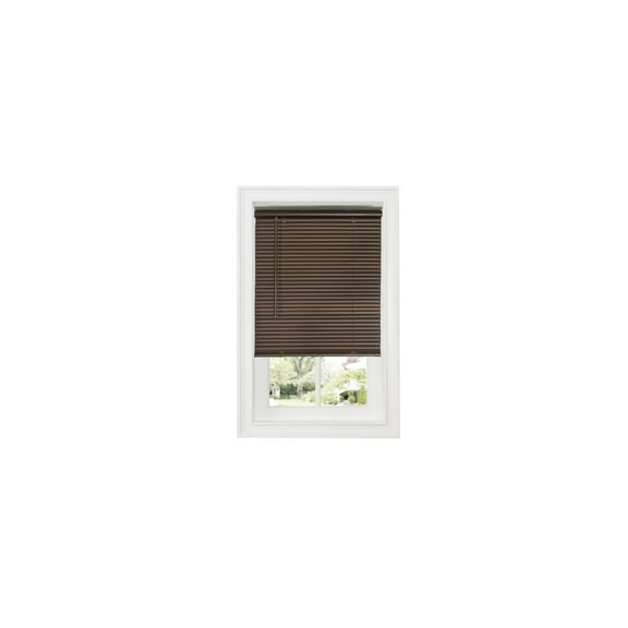 HomeStock Island Interiors 1" Room Darkening Mini Blind 48x64 Mahogany - Cordless with Tilt Wand, Durable PVC, Enhanced Light Control and Easy Installation