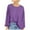 Purple, variant on Scyoekwg Long Sleeve Shirts for Women Round Neck Eyelet Tunic Shirts Lightweight Loose Tshirt Dressy Casual Blouse Tops for Women Trendy Solid Color Blouses (Navy,L)