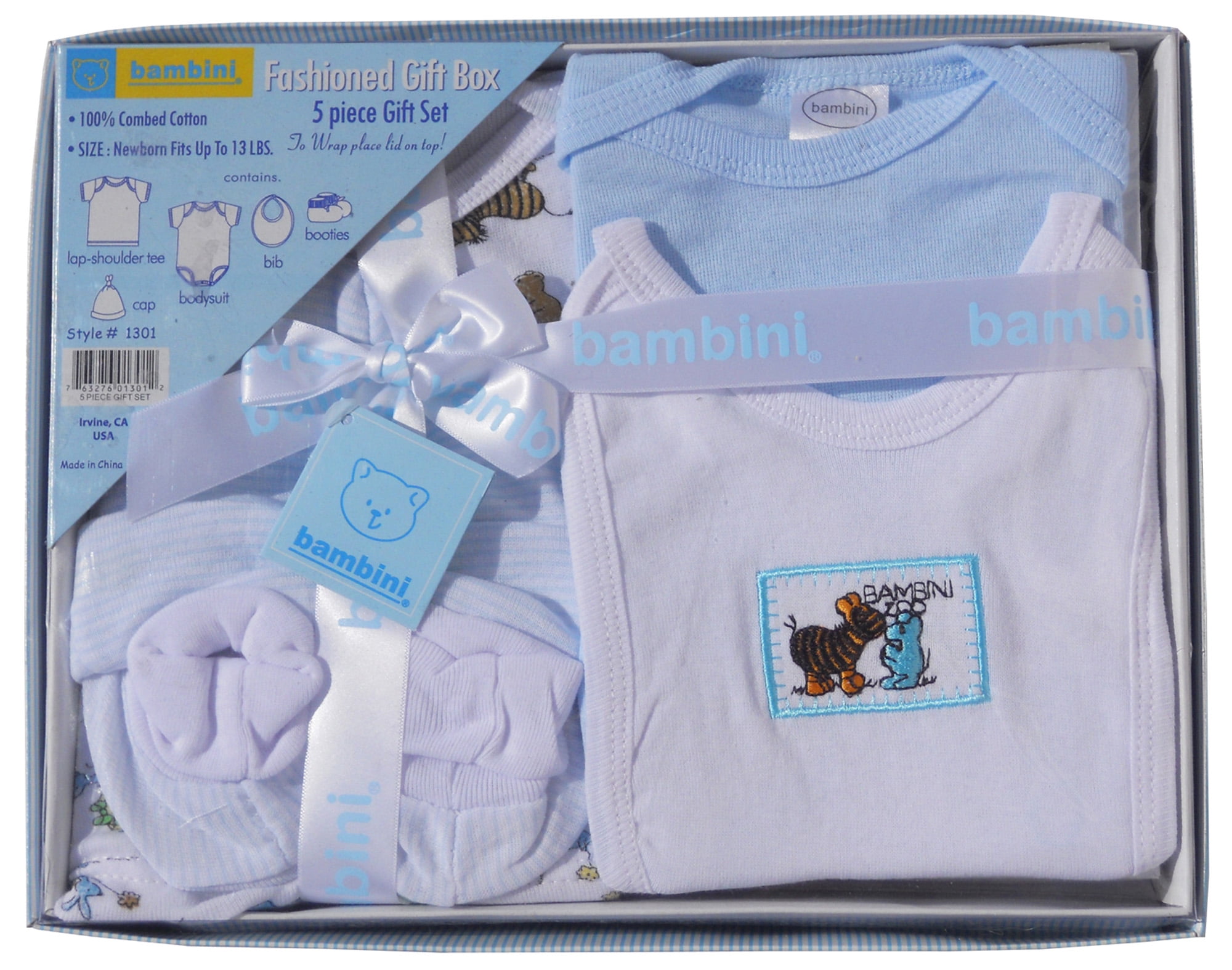 Baby Boy Girl 5 Piece Gift Set Booties Bib Hat Mittens Teddy Toy Shower Newborn 