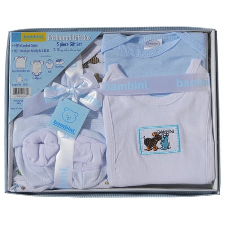 Bambini Newborn Baby Shower Layette Gift Box Set, 5pc (Baby Boys)