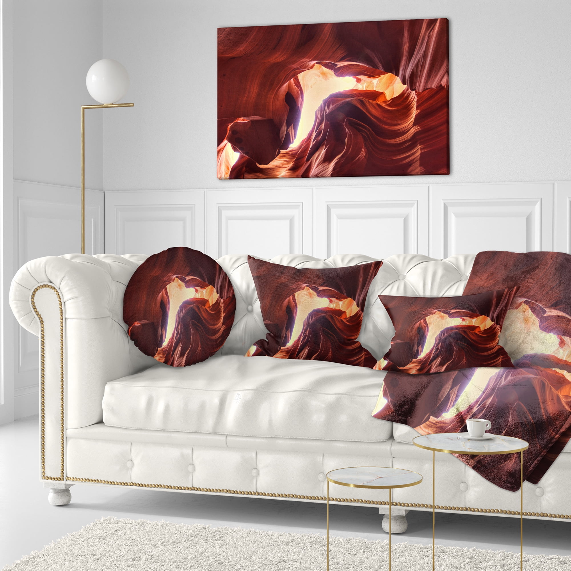 Designart Stone Structures In Lower Antelope Canyon - Photography Throw Pillow - 12x20