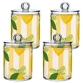 thumbnail image 2 of Yellow Stripes Bows Lemons Translucent Plastic Cans Storage Canisters with Lid Set of 2, 2 of 7