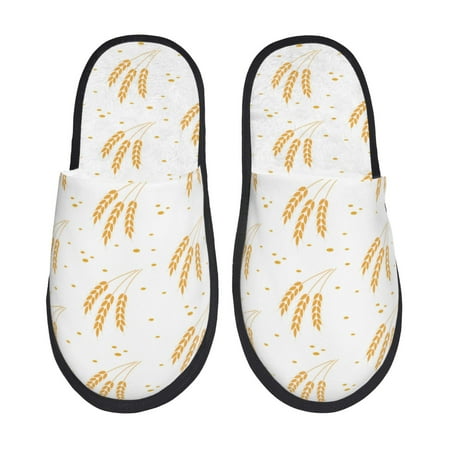 Balery Wheat Slient Indoor Furry Fleece Comfort House Shoes Soft Non-Slip Home Shoes Cotton slippers House Slippers-- Medium