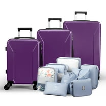 Zimtown 3-Piece Luggage Set with 8 Packing Cubes, Hard Shell Suitcases with Spinner Wheels TSA Lock, Purple