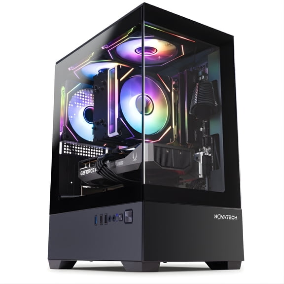 Novatech Prism - Prebuilt Gaming PC Desktop Computer - Geforce RTX 3050 - Xeon i7 3.5GHz - 16GB RAM - 512GB SSD WiFi/BT, Win 11 - Gaming Computer Tower - Pre Built PC Gaming - 1 Year Warranty