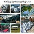 thumbnail image 6 of Heavy Duty Poly Tarp 9.8' x 19.7', 12 Mil Waterproof PE Tarpaulin with Grommets - UV Resistant & Tear Resistant, Multipurpose Protective Cover for Canopy Pool RV Camping Tent, Silver/Green, 6 of 11